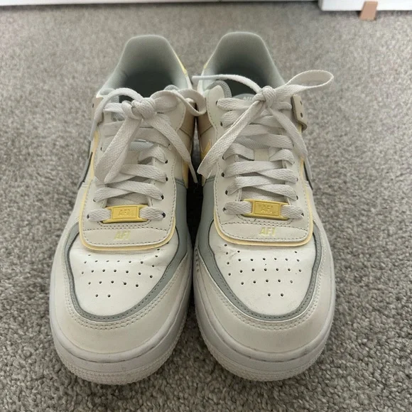 Nike Air Force 1 Shadow in Cream and Yellow, Blue - Picture 2 of 2